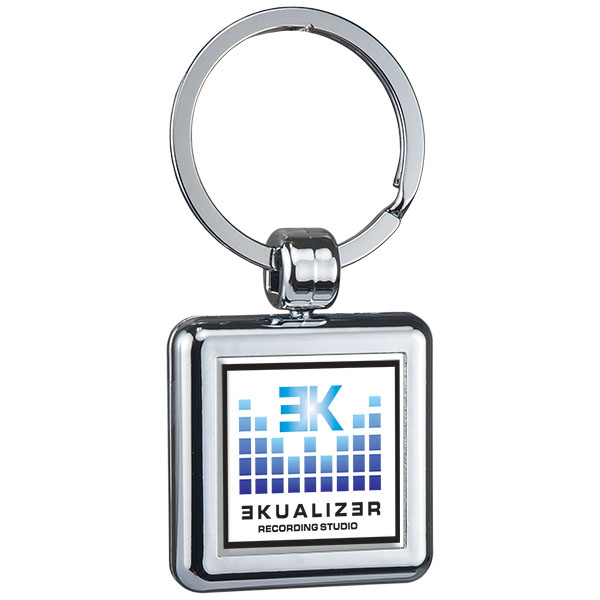 Square Two Sided Budget Chrome Plated Domed Keytag