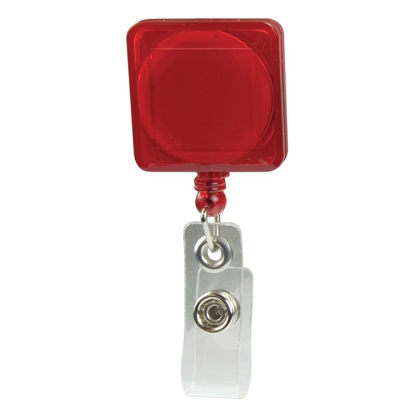 Square Pad Print Badge Holder with Slide on Clip