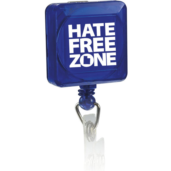 Square Pad Print Badge Holder With Slide On Clip