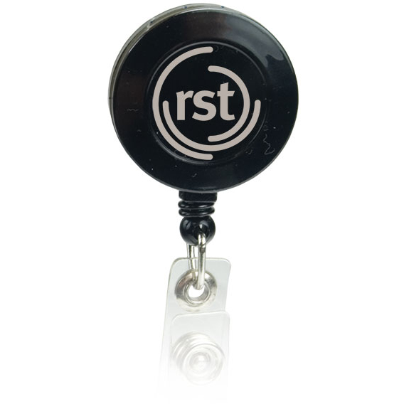 Round Pad Print Badge Holder With Slide On Clip