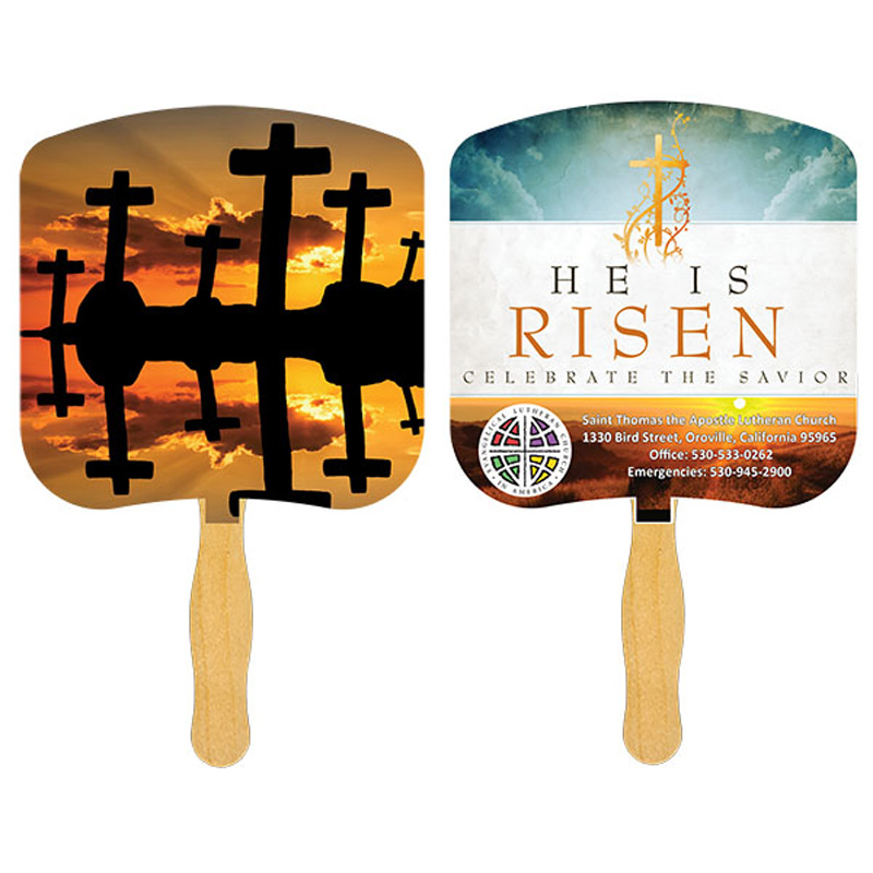 Crosses at Sunset Fan with four color process imprint