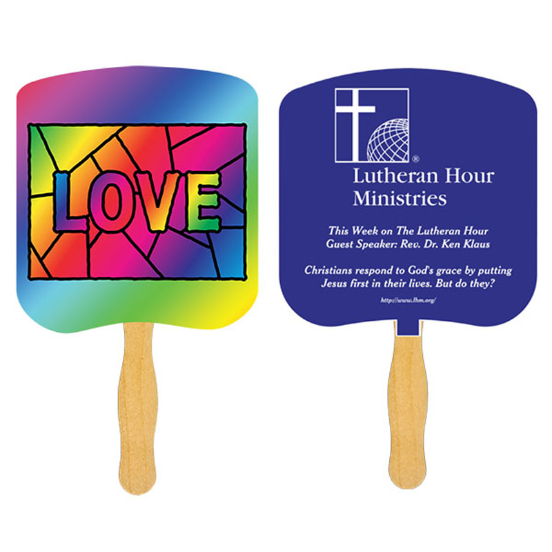 Love Stained Glass Fan with one color imprint