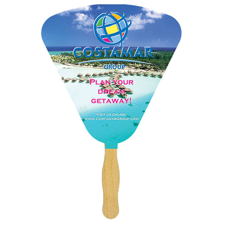 Seashell Glued Hand Fan with four color process imprint