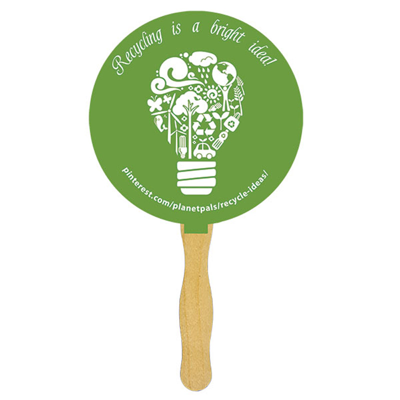 Mini Round Glued Hand Fan With Spot Color Imprinting