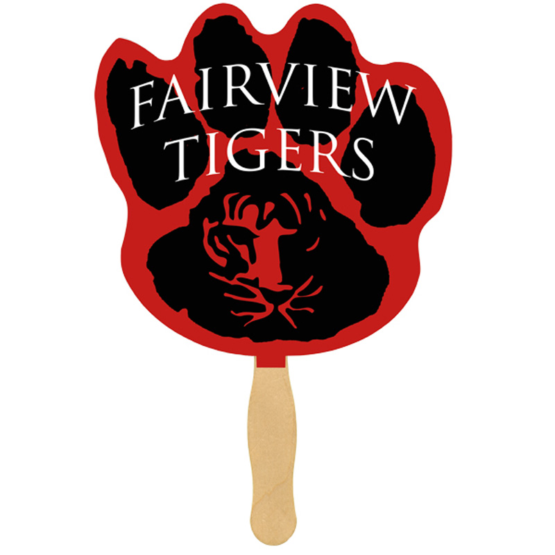 Paw Print Glued Hand Fan with four color process imprint