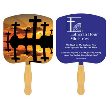 Crosses at Sunset Fan with one color imprint