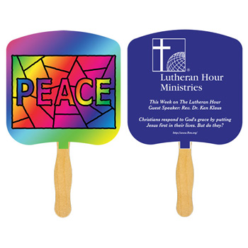 Peace Stained Glass Fan with one color imprint