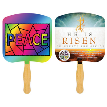 Peace Stained Glass Fan with four color process imprint