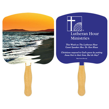 Shoreline at Sunset Fan with one color imprint