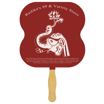 Hour Glass Glued Hand Fan with spot color imprinting